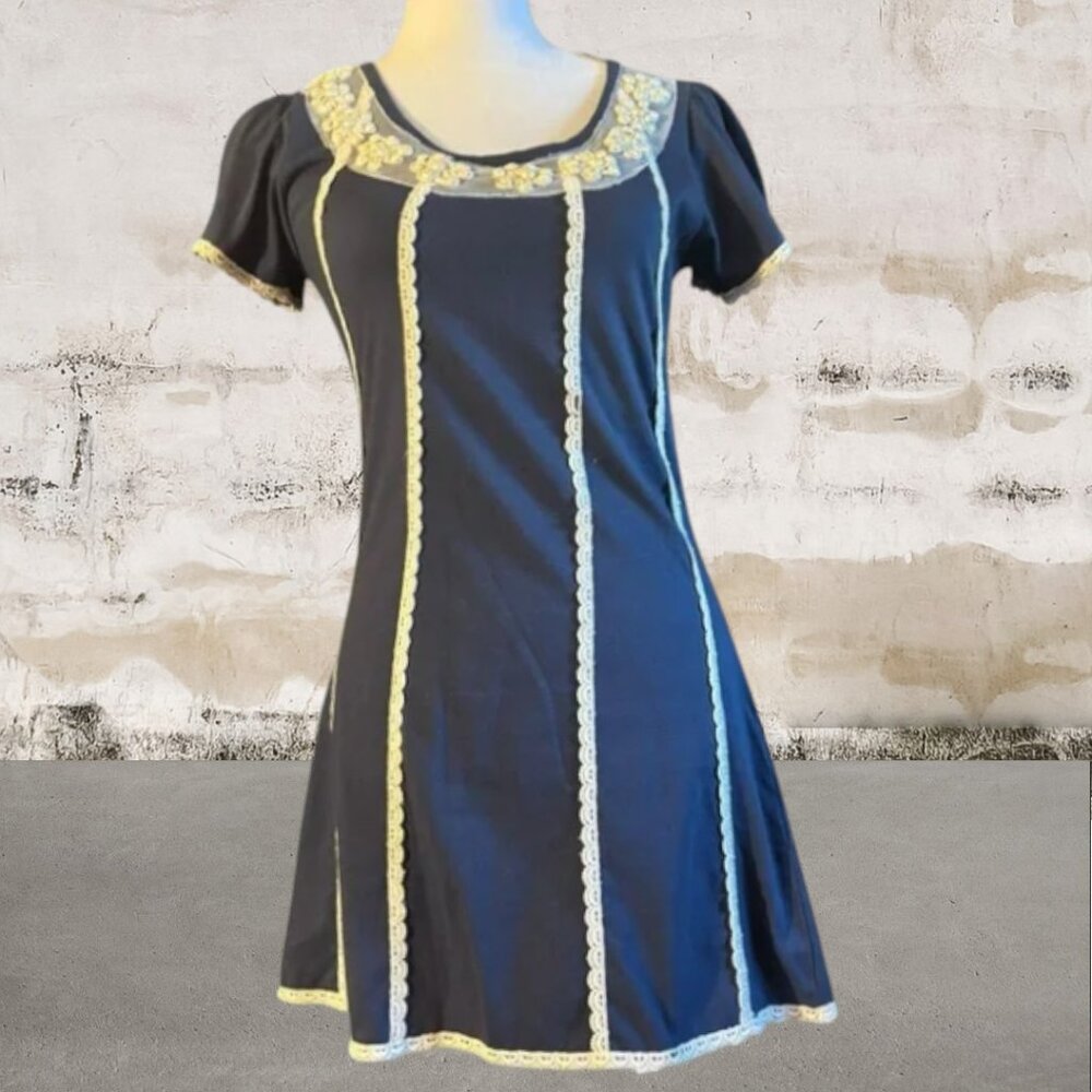 A/Wear NWT Women's Casual Blue Puff Sleeve Scoop Neck Tunic Size 10